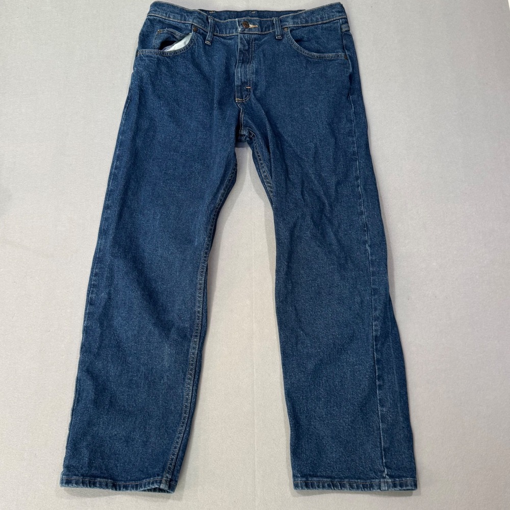 Wrangler Jeans Mens 34x30 Blue Premium Quality Straight Leg Stretch 1097FXVMD